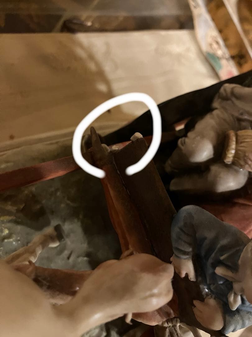 カポディモンテ　B.marli作　陶器製 家族と馬車の置物　アンティーク