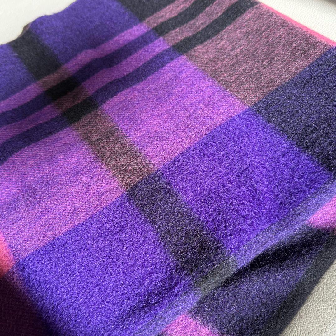 美品　ジョシュアエリス　大判　ストール　マフラー　カシミヤ　ピンク　チェック