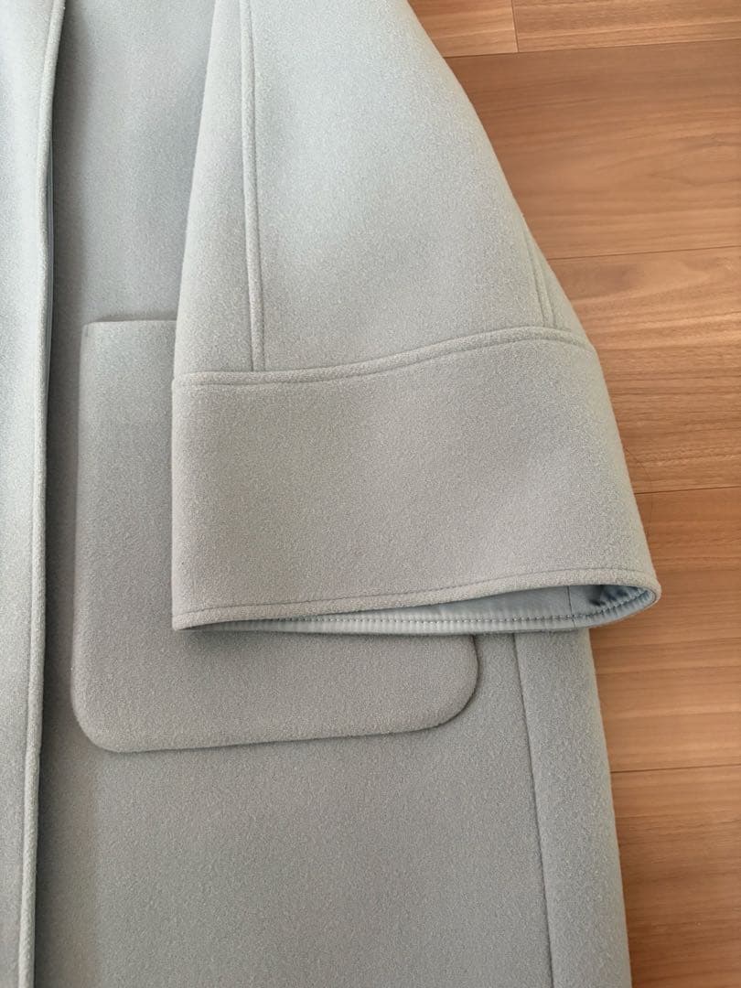 最終値下げ　yori ウールノーカラーコート　サックス