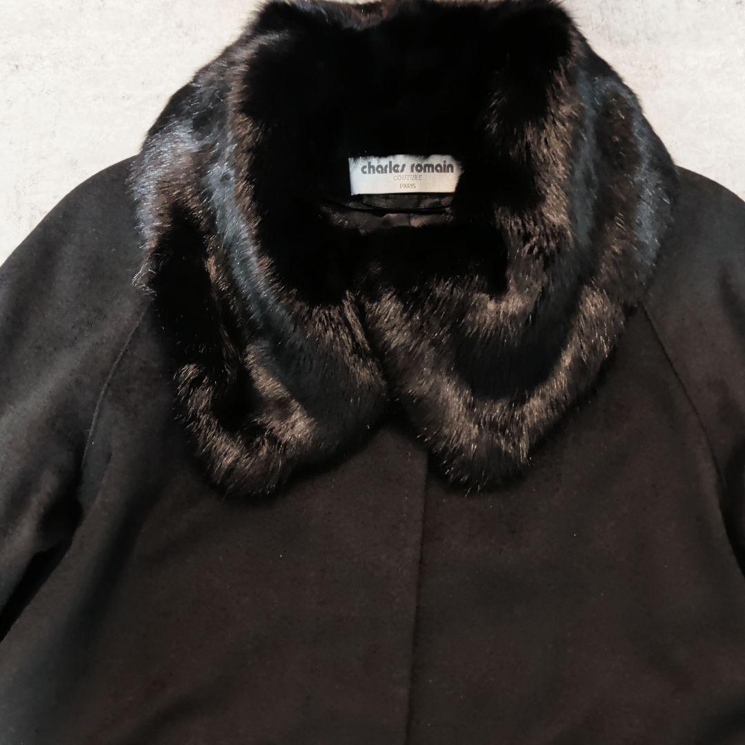 フランス製 Charles Romain カシミヤ・アンゴラ混 マキシ丈コート