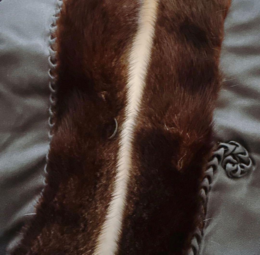 美品★EMBA ブラックグラマミンク ショール ストール 本毛皮 毛並み◎艶◎