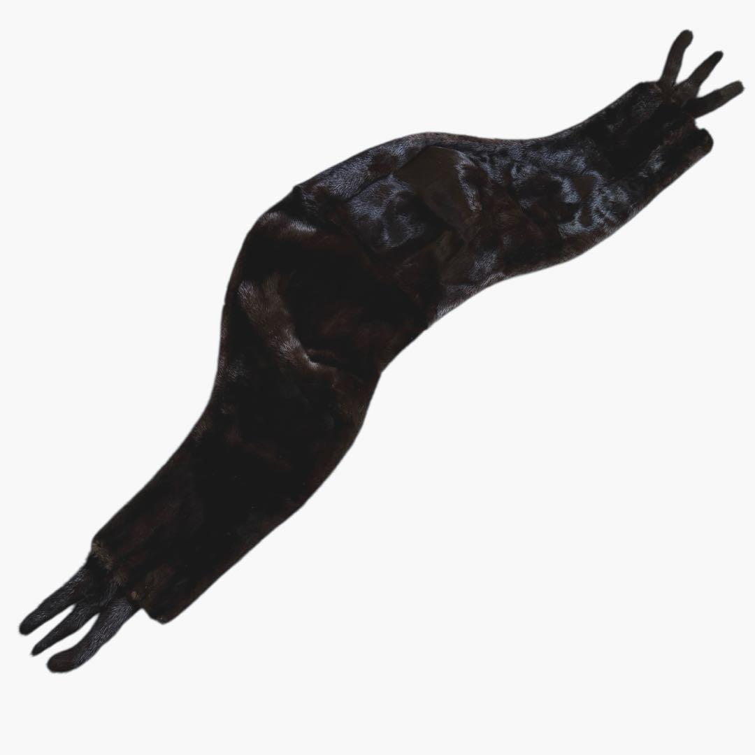 美品★EMBA ブラックグラマミンク ショール ストール 本毛皮 毛並み◎艶◎