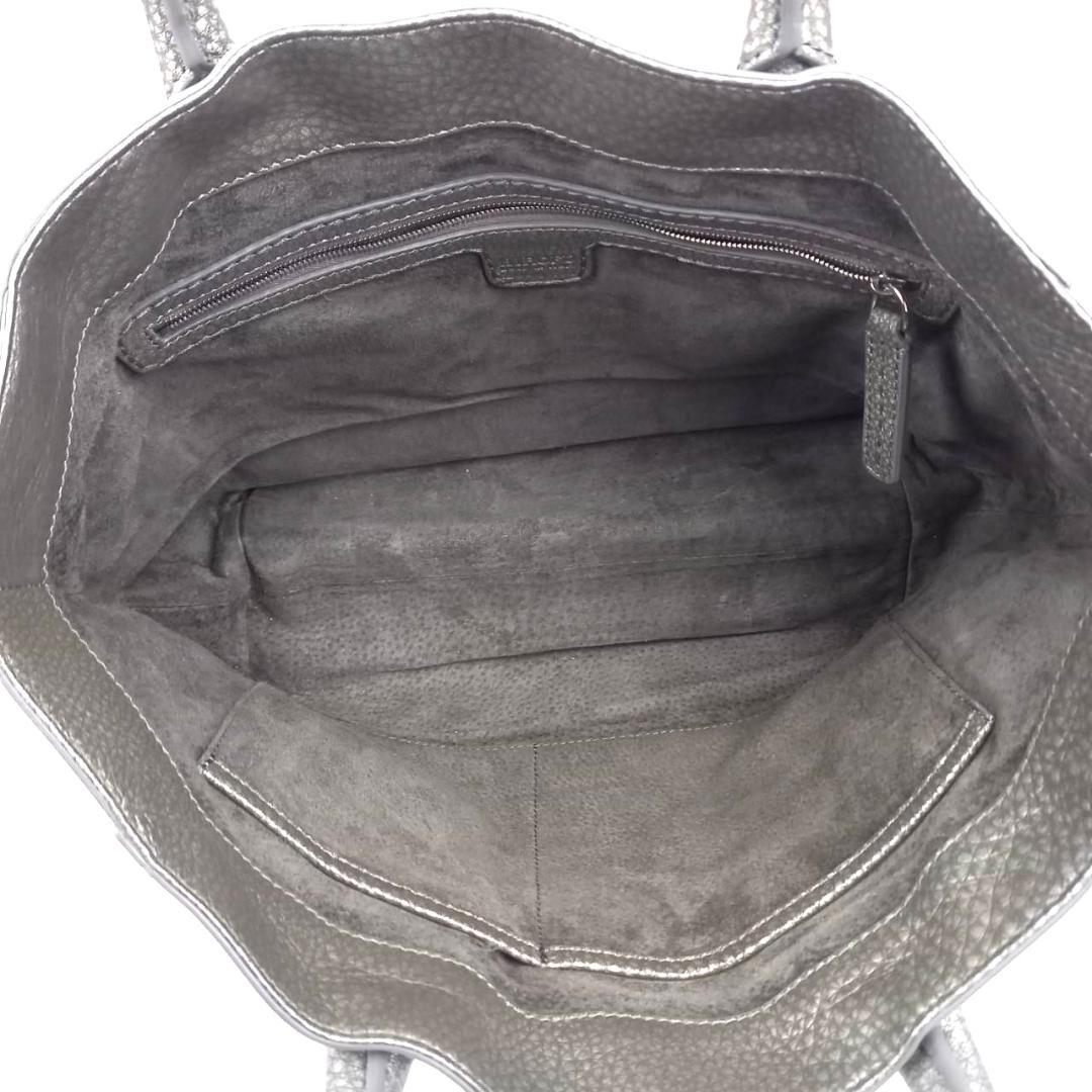 ✨未使用級✨ ヒロフ デュオ トートバッグ シボ革 シルバー A4収納可 Hロゴ