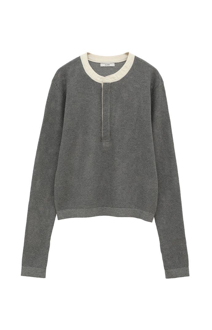 トップス CLANE MESH HENLEY NECK TOPS