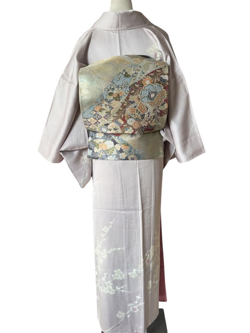 正絹訪問着　友禅染　梅枝　目白