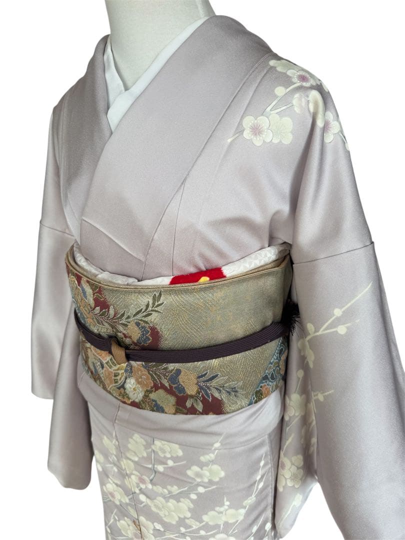 正絹訪問着　友禅染　梅枝　目白