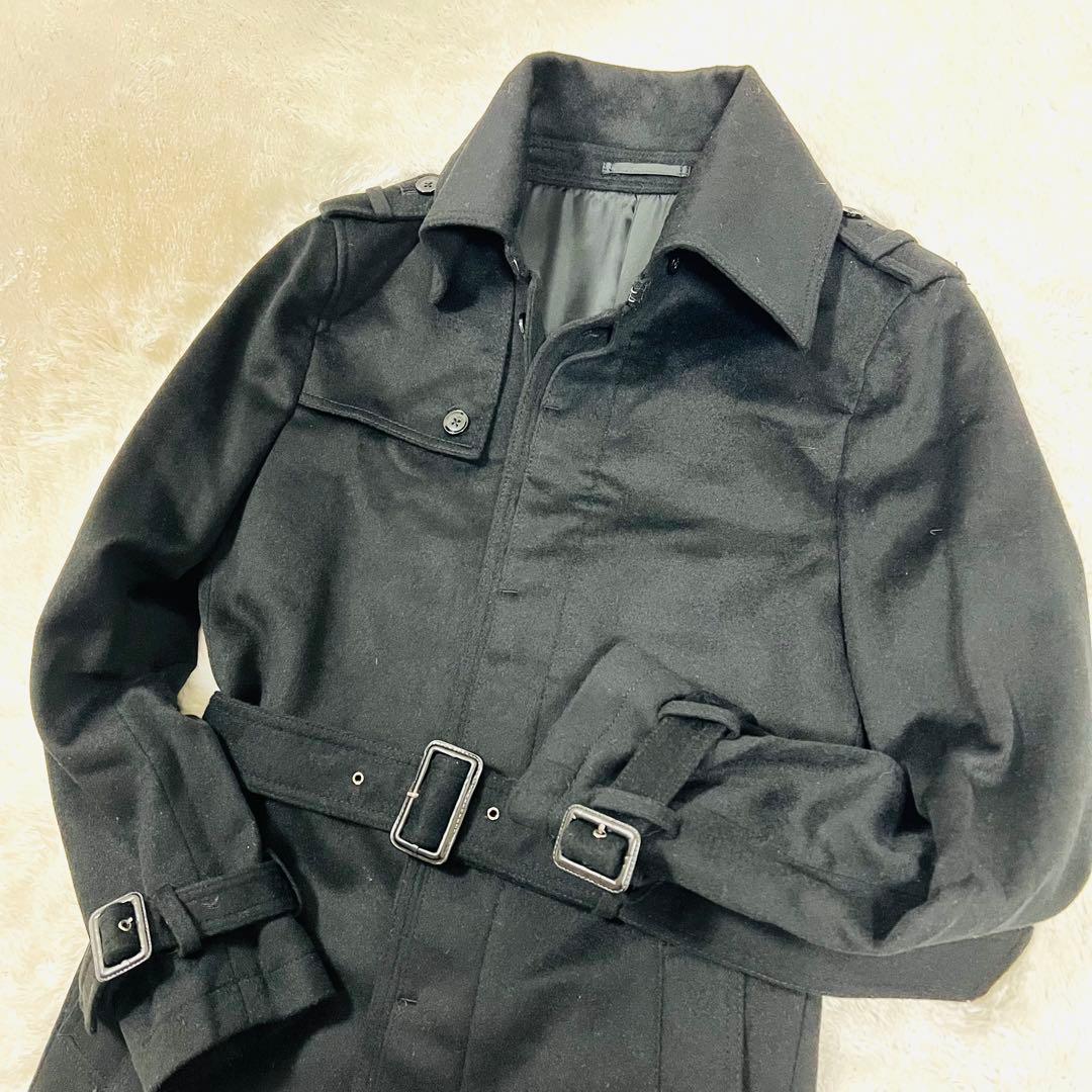 Le orme カシミヤ混 ロングコート Mサイズ ベルトブラック 日本製