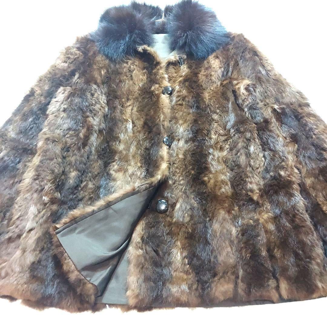 BALMAIN　バルマン　ファーコート　毛皮　シルク100％　ブルーフォックス