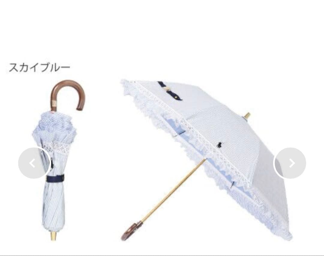 美品RALPH LAURENフリル晴雨兼用折りたたみ日傘　定価15400円