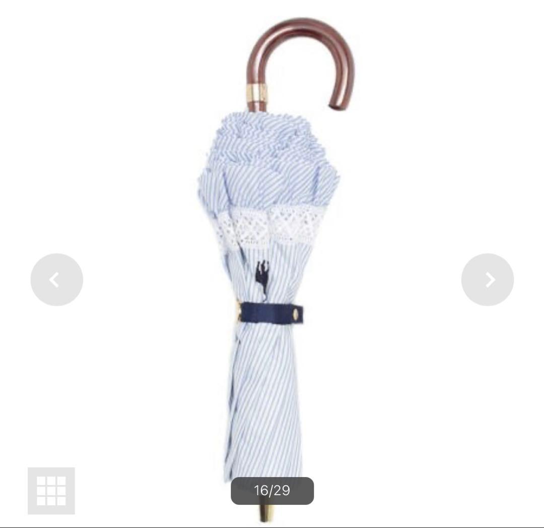 美品RALPH LAURENフリル晴雨兼用折りたたみ日傘　定価15400円