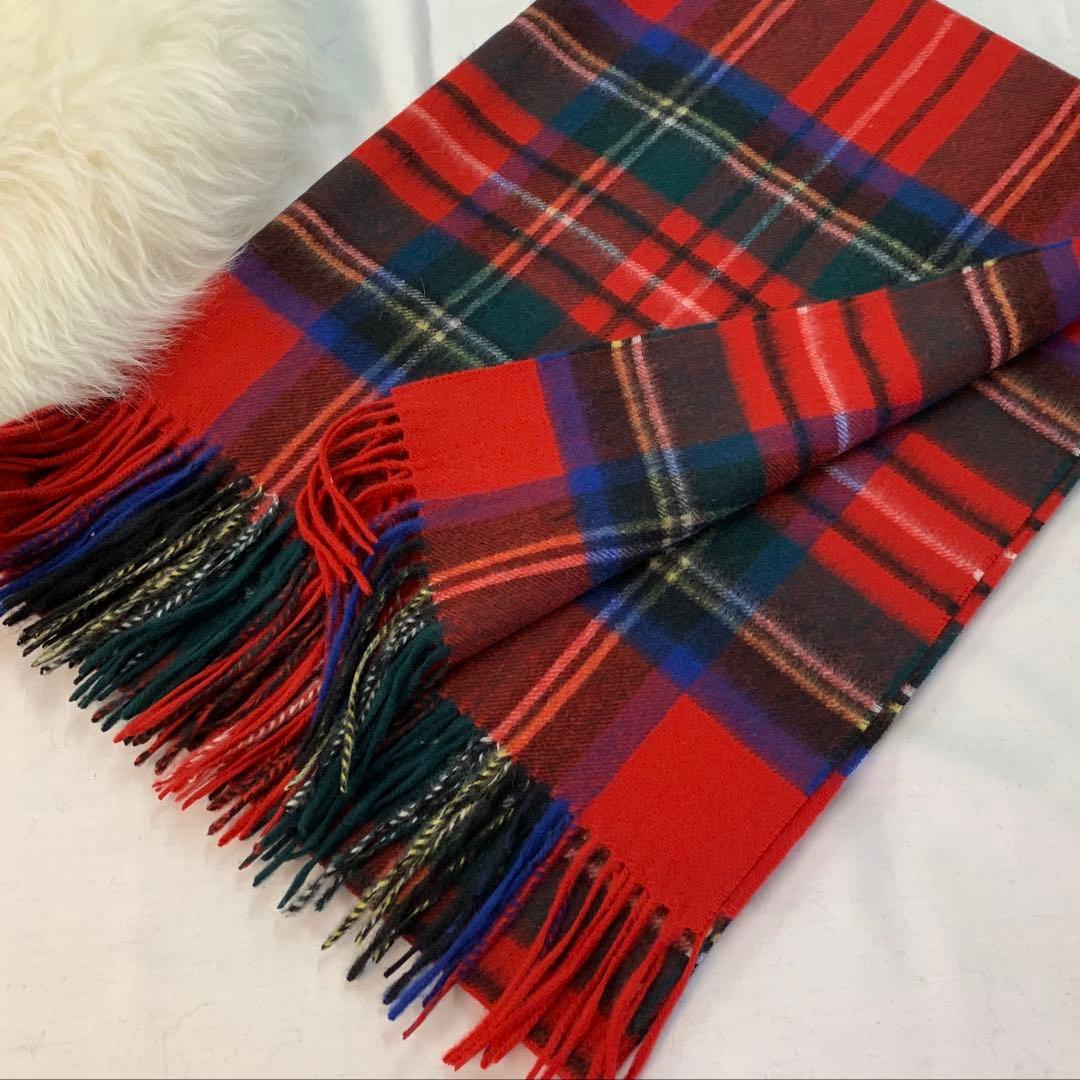 極上カシミヤ100%☆大判 ストール☆ レッドチェック