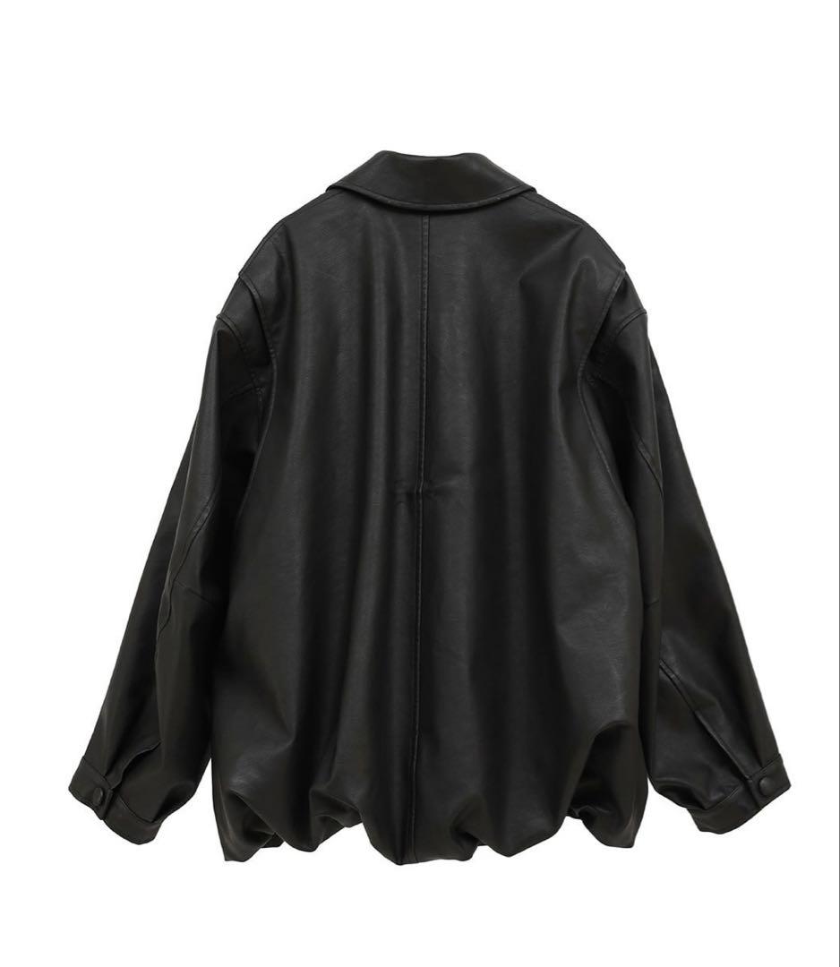 FAKE LEATHER BALLOON JACKETブラック