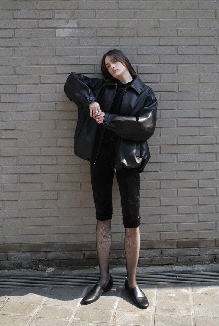 FAKE LEATHER BALLOON JACKETブラック