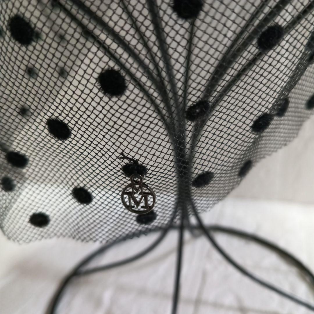 Maison Michel ドット柄チュール付きベレー帽　黒