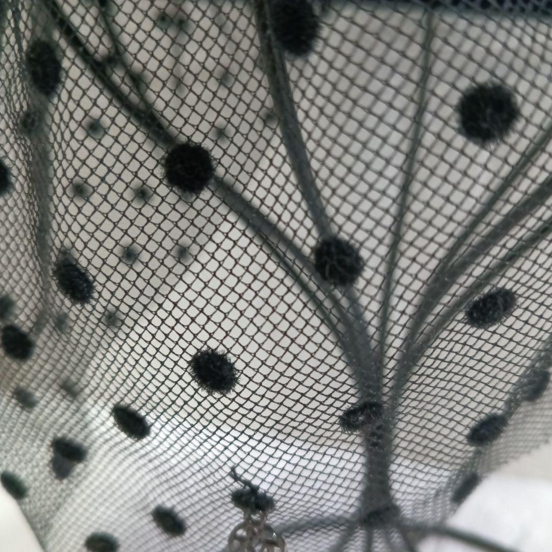 Maison Michel ドット柄チュール付きベレー帽　黒