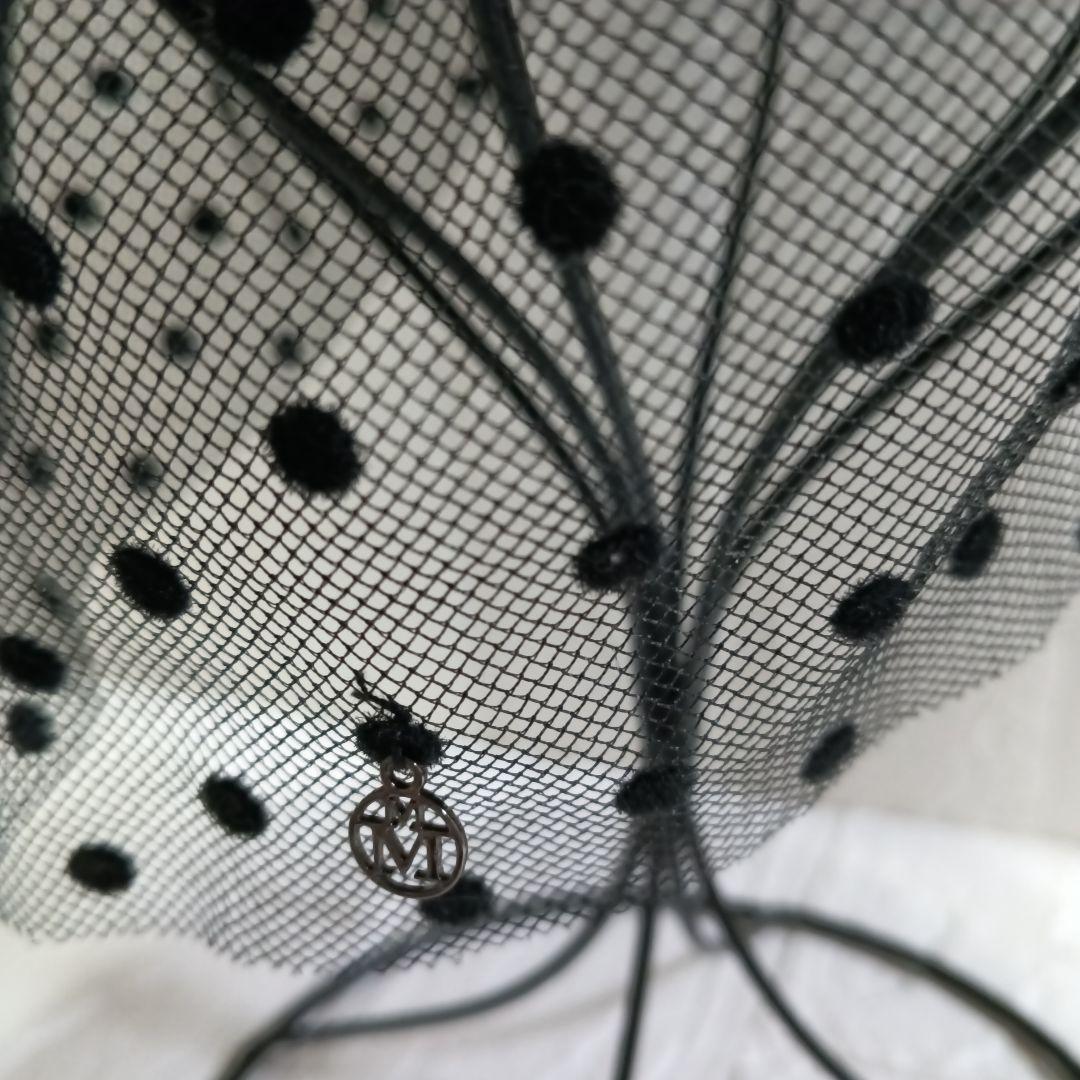 Maison Michel ドット柄チュール付きベレー帽　黒