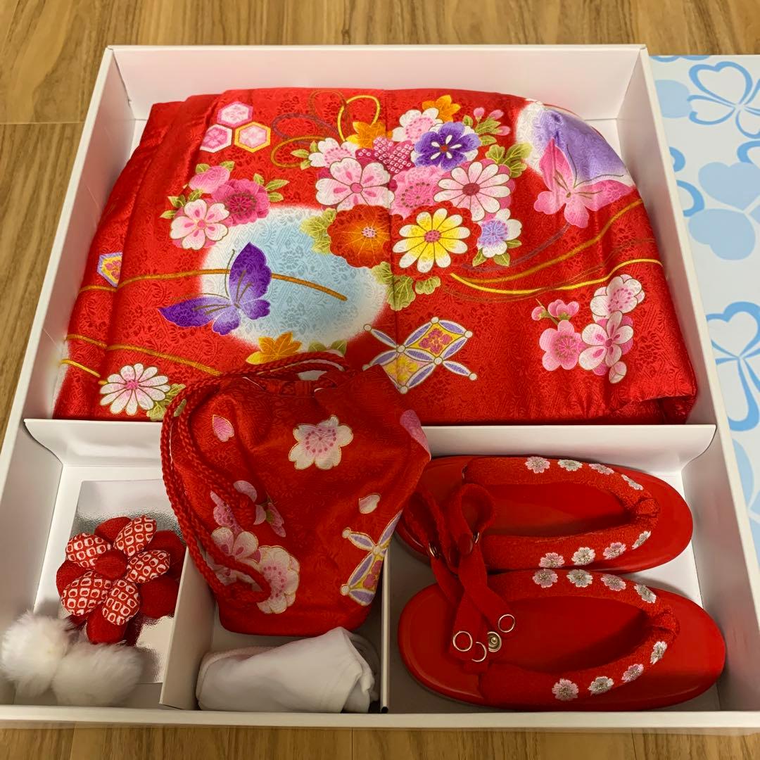 七五三 3才 赤 女の子 正絹 セット
