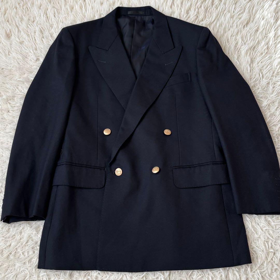 美品✨ バーバリーズ 紺ブレ ダブルテーラードジャケット 金ボタン ネイビー