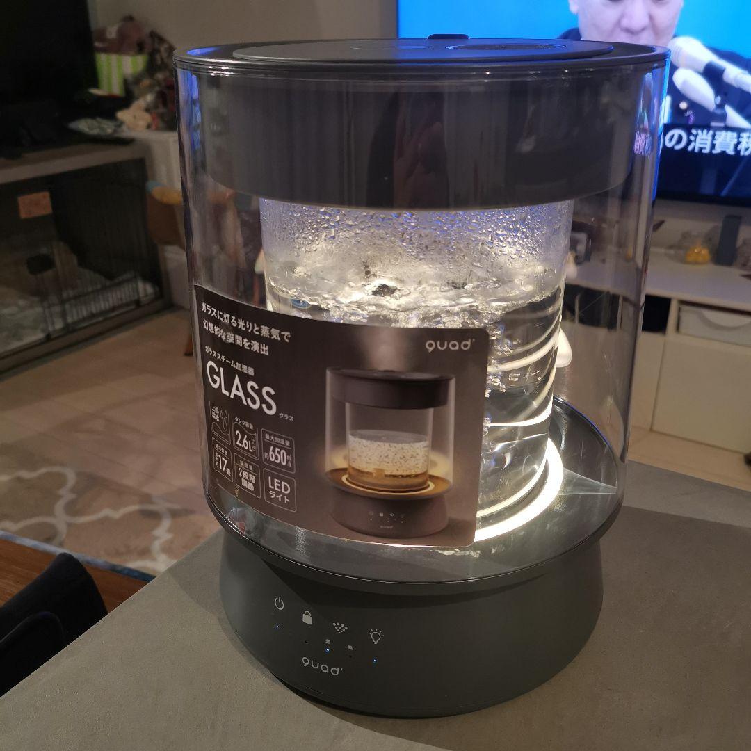 QUADS ガラス スチーム加湿器 ガラスポッド式 グレー
