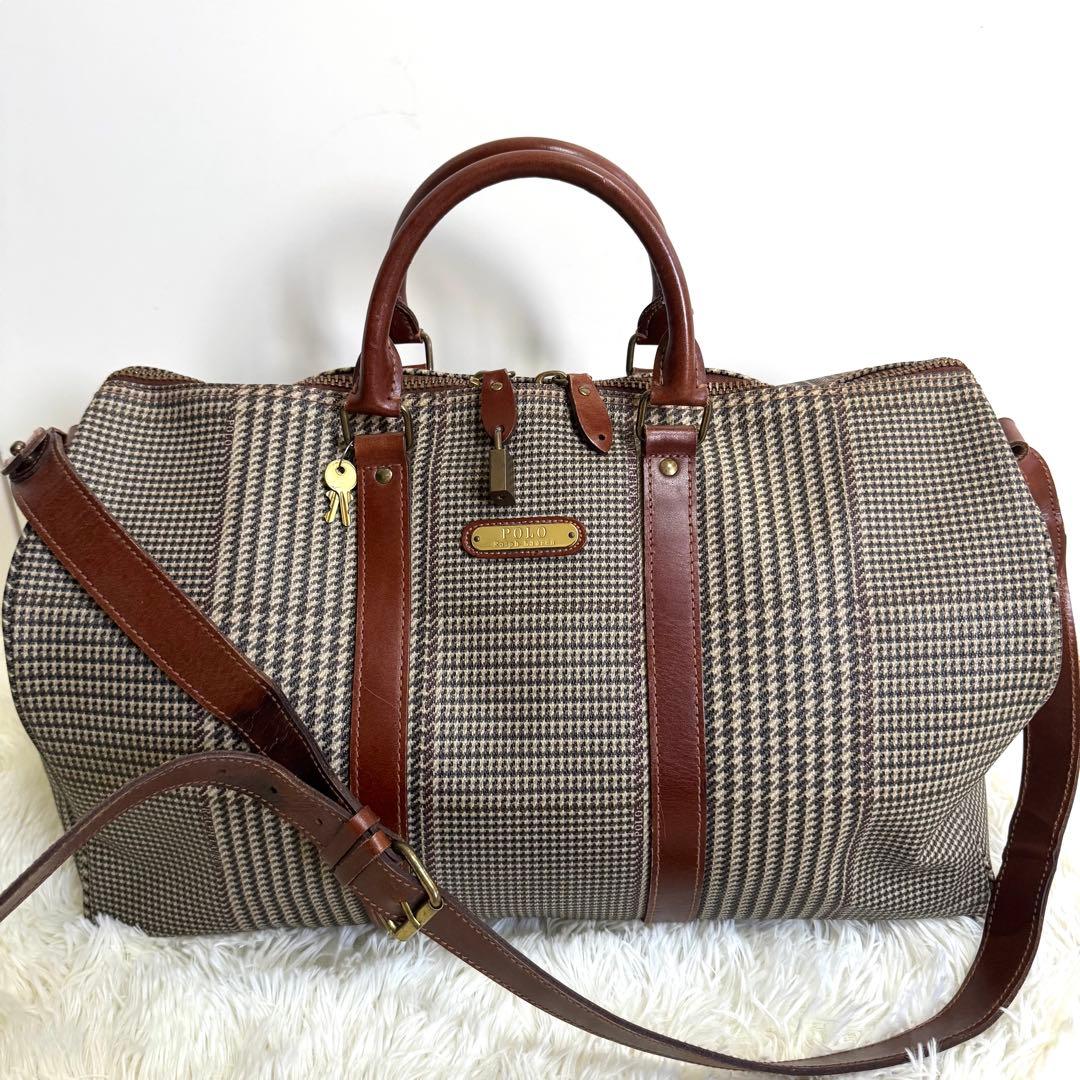 【美品】ポロラルフローレン ボストンバッグ 2way ショルダー 本革 大容量