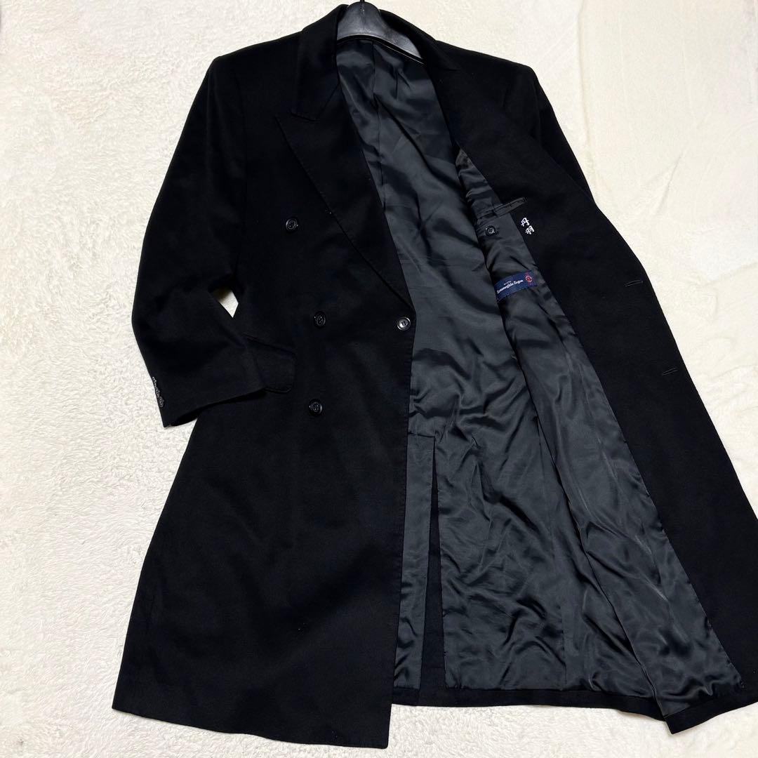 美品　エルメネジルドゼニア　ダブルチェスターコート　カシミヤ100% ブラック