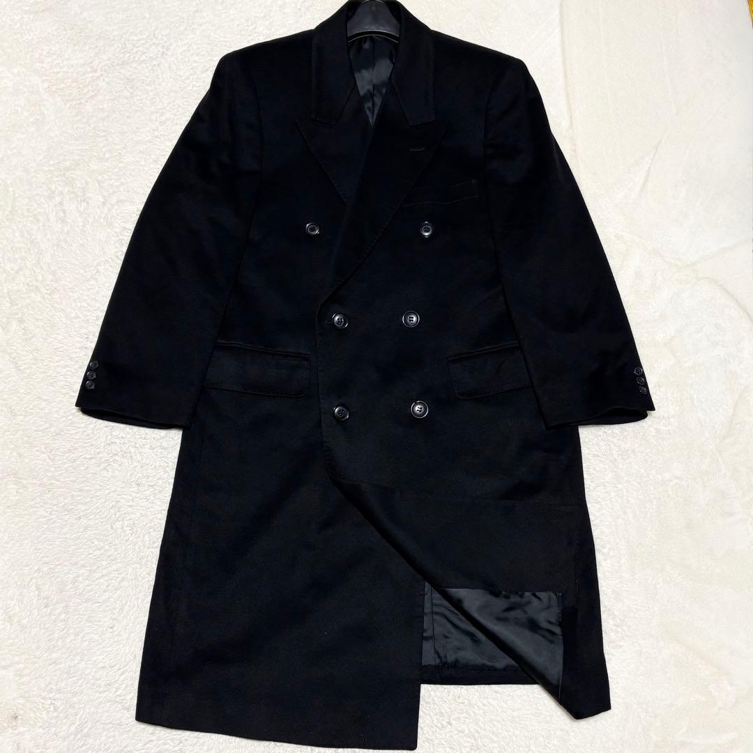 美品　エルメネジルドゼニア　ダブルチェスターコート　カシミヤ100% ブラック