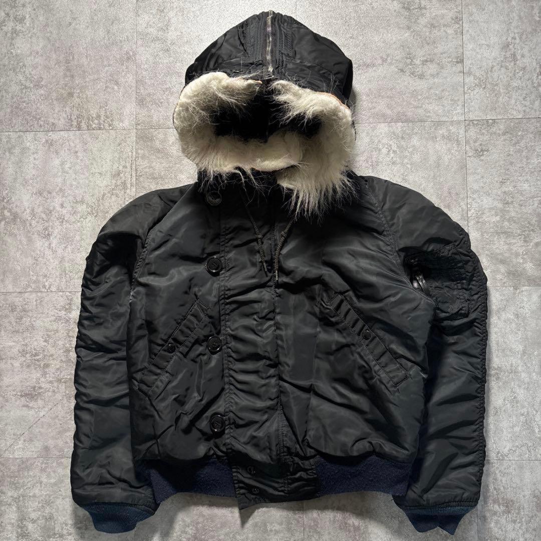 80s USA製 ALPHA N2B フライトジャケット N-2B ブラック M