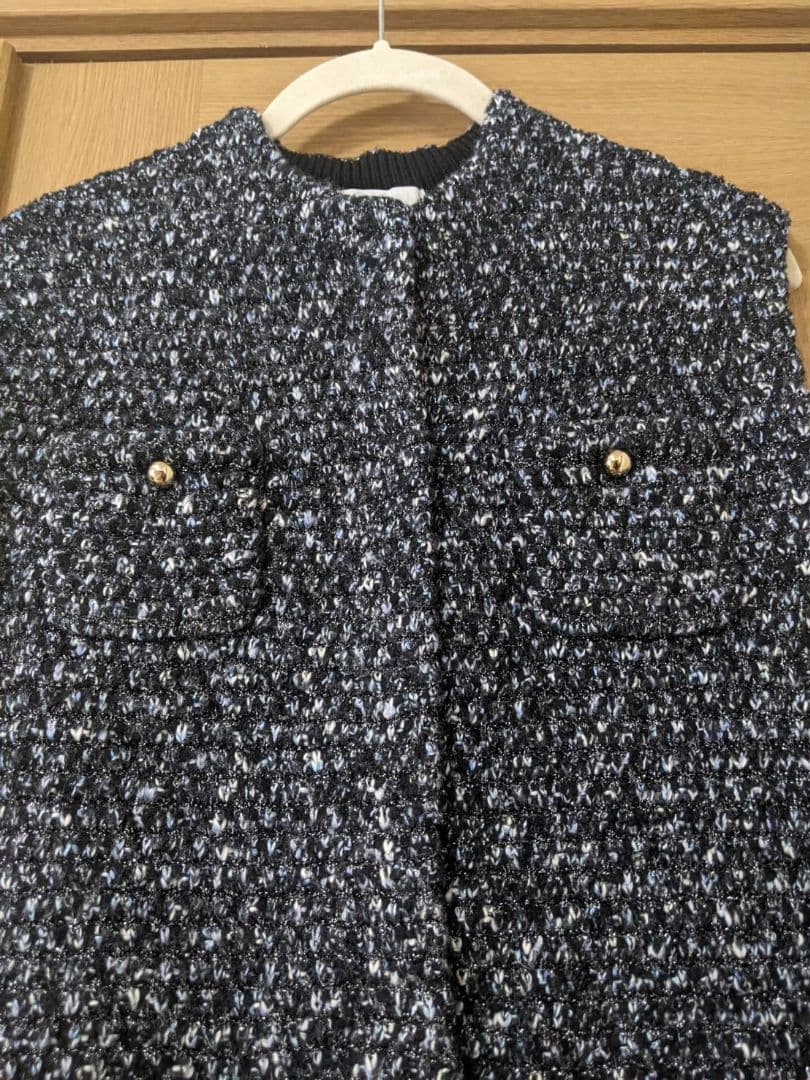 自由区 ツイード調 ニットジレ 44 上品ラメ 23区好きな方にもオンワード