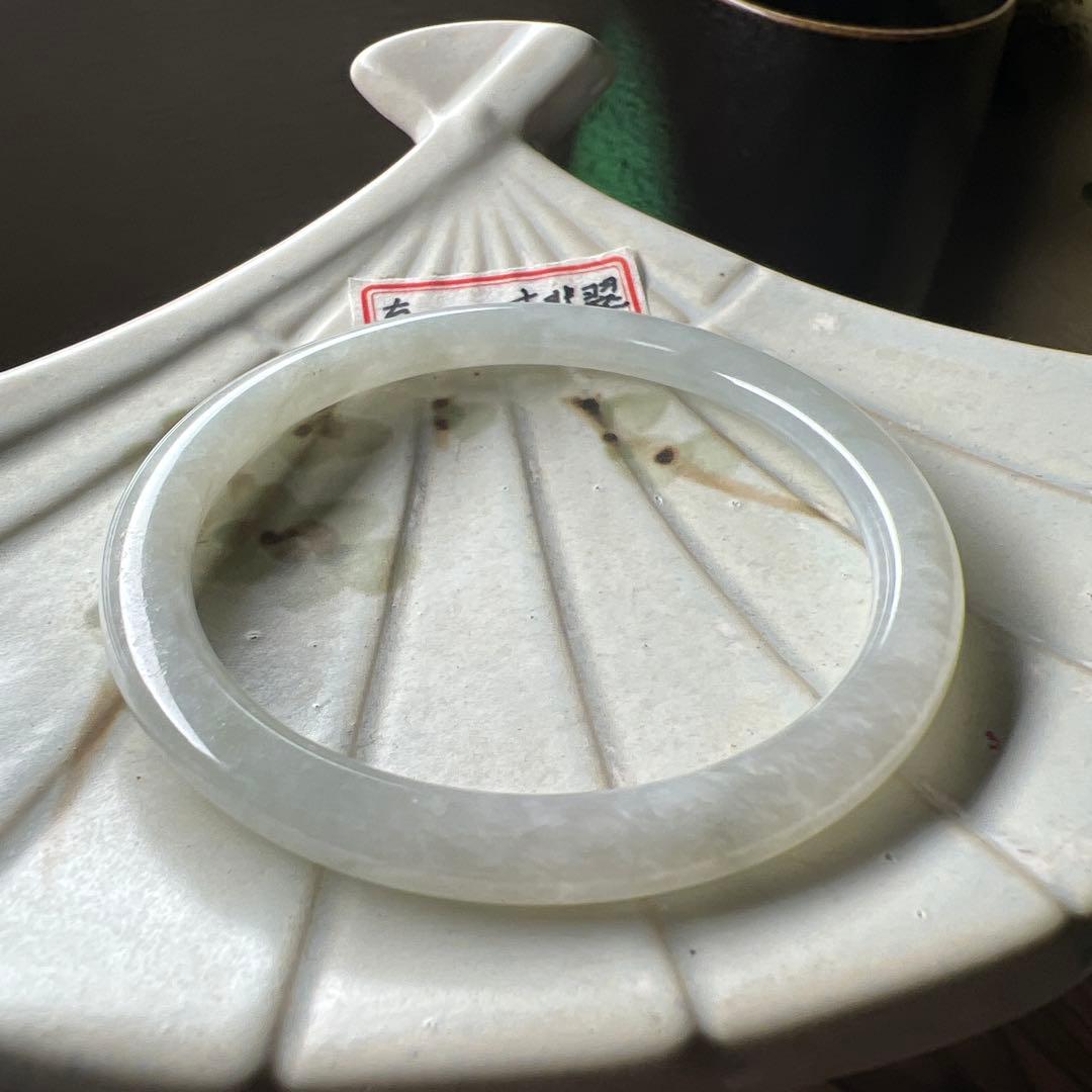 本翡翠、入門用、 氷種細身バングル　〜54