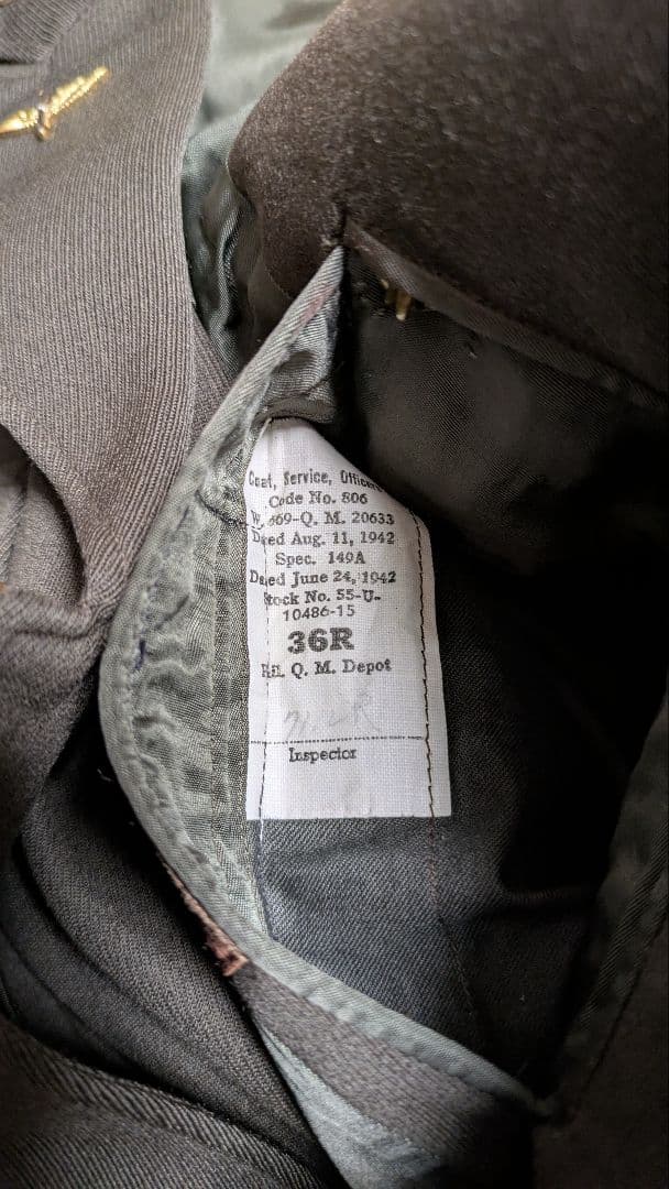 *　 1940年代USAAFアメリカ陸軍士官制服　ウールシャツ　ネクタイセット