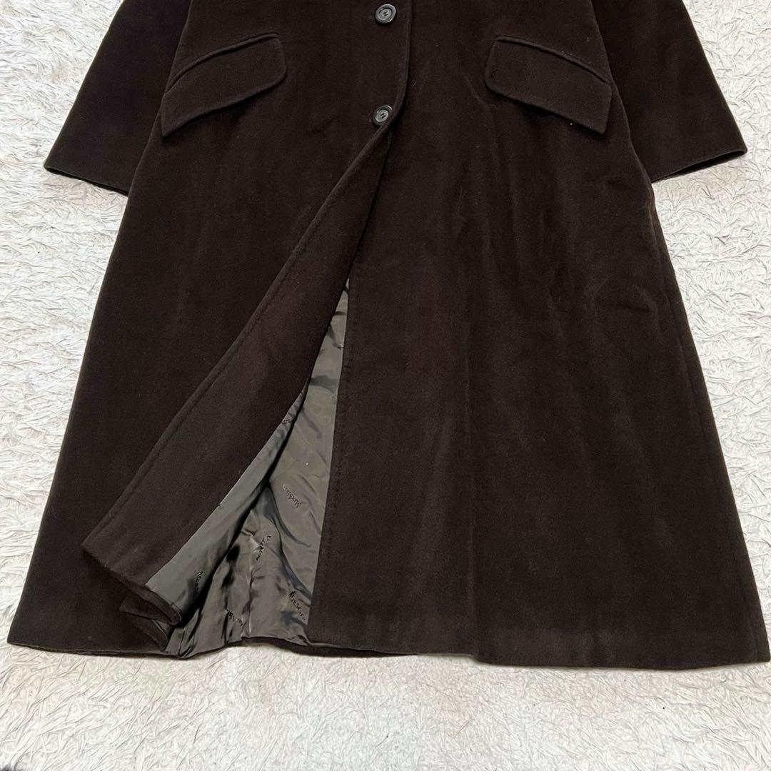 美品 マックスマーラ ロングコート カシミヤ混 白タグ ブラウン 42 大きめ