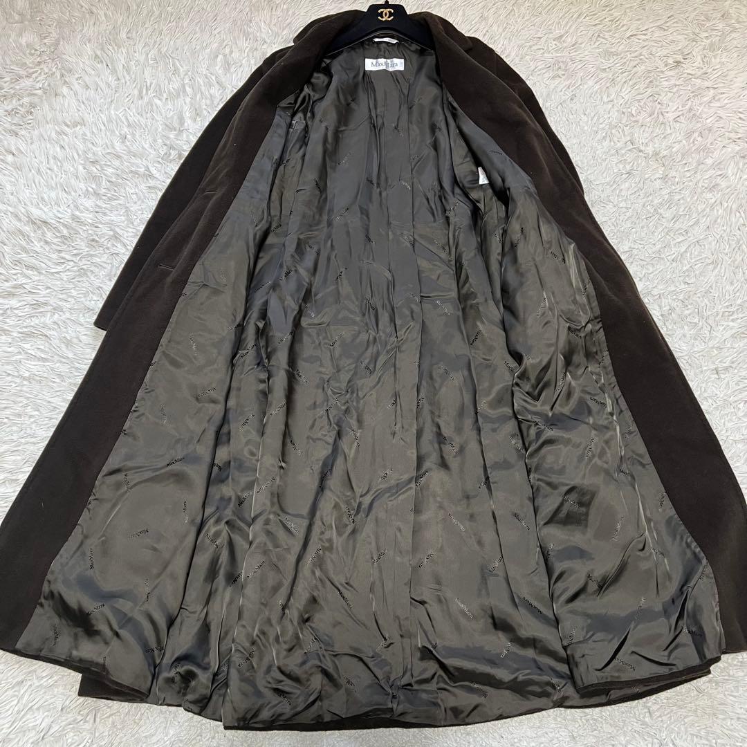 美品 マックスマーラ ロングコート カシミヤ混 白タグ ブラウン 42 大きめ