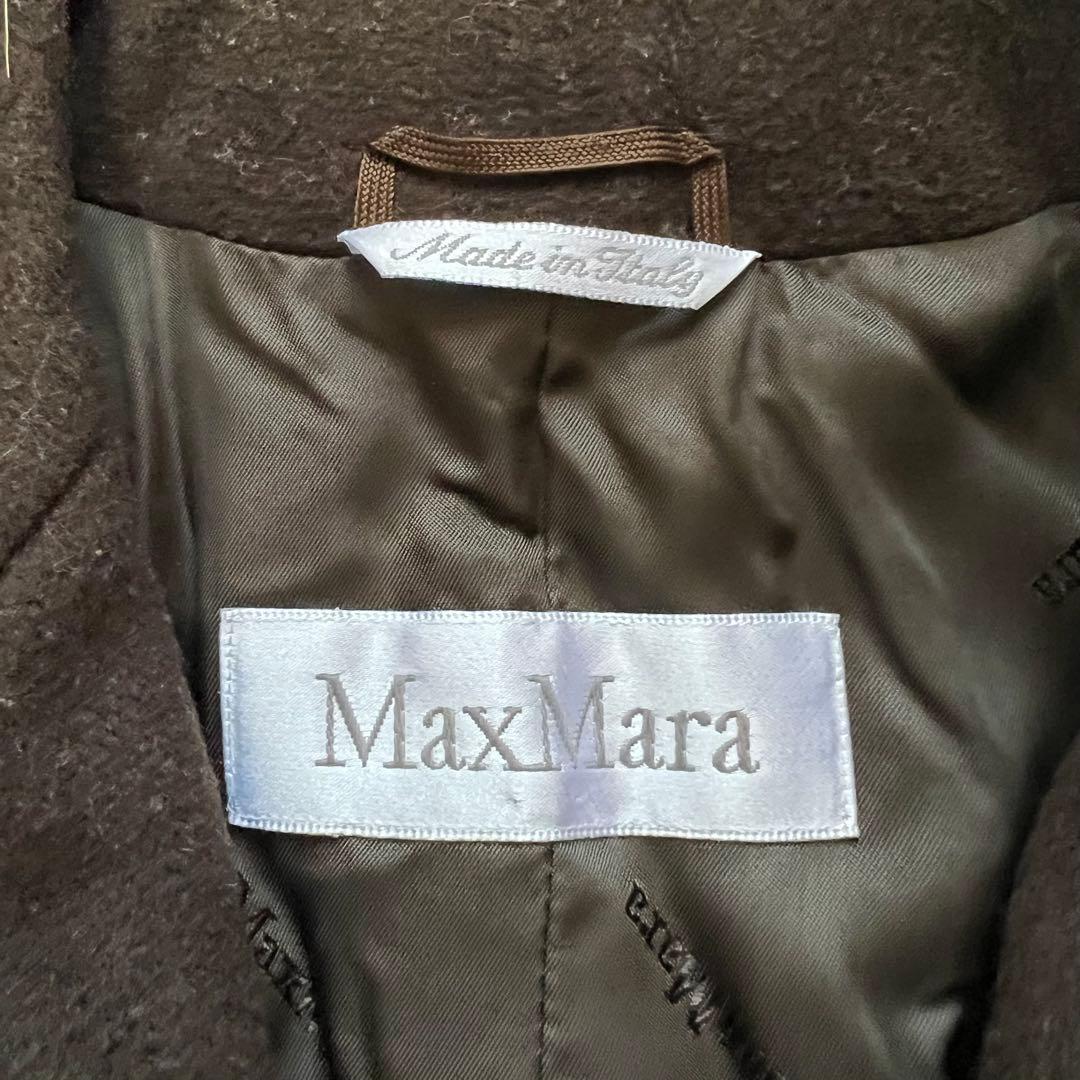 美品 マックスマーラ ロングコート カシミヤ混 白タグ ブラウン 42 大きめ