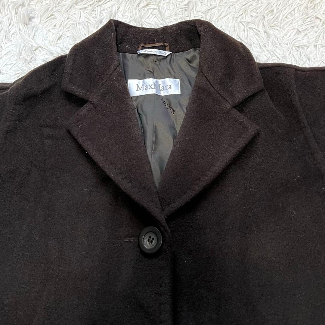 美品 マックスマーラ ロングコート カシミヤ混 白タグ ブラウン 42 大きめ
