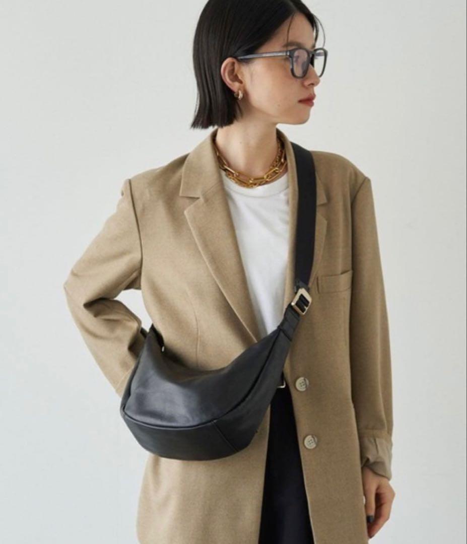 ラシット　ラウンドショルダーバッグ　ソフトレザー　美品