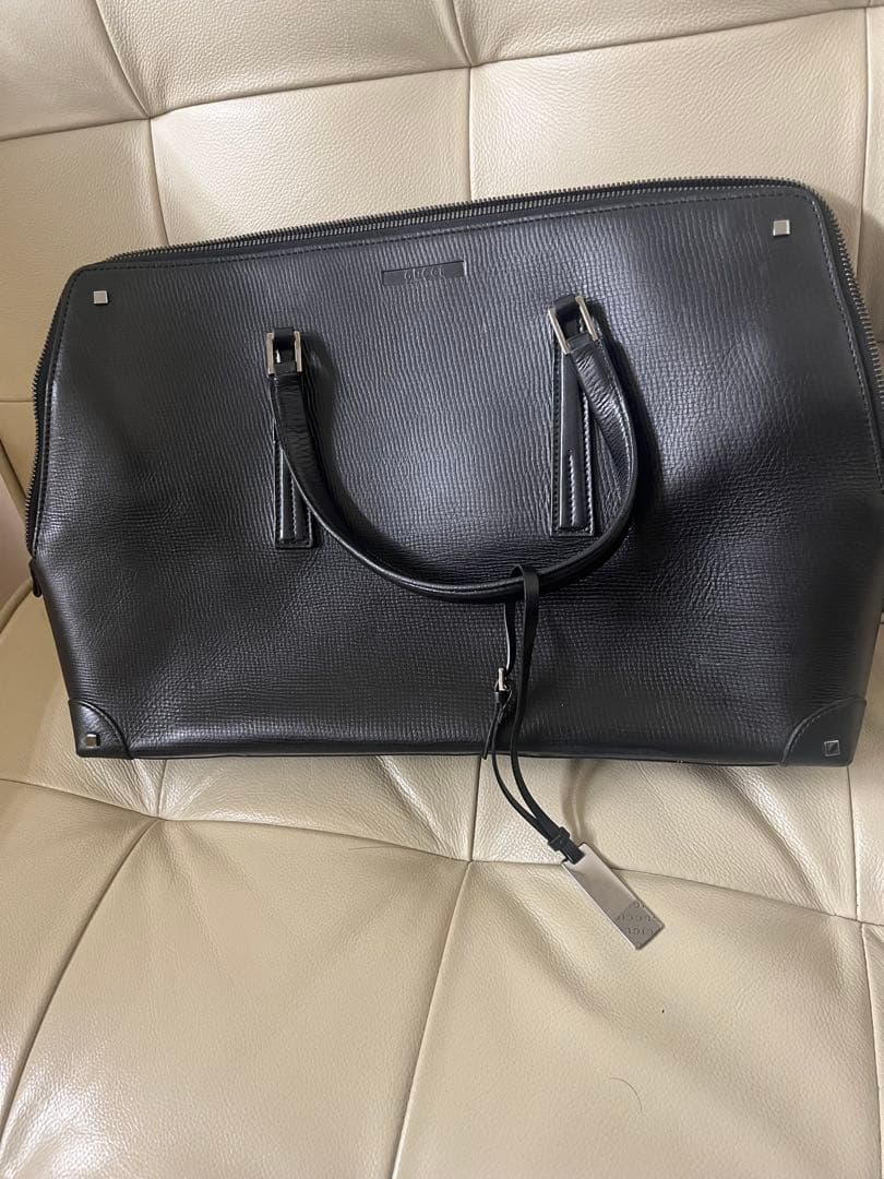 グッチGUCCI黒レザートートバッグハンドバッグビジネスバッグ　メンズレディース