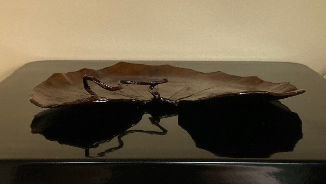 R*O様 茶道具 山中漆器 信斉作 一閑張 石蕗 干菓子盆 漆器 塗箸 共箱・栞