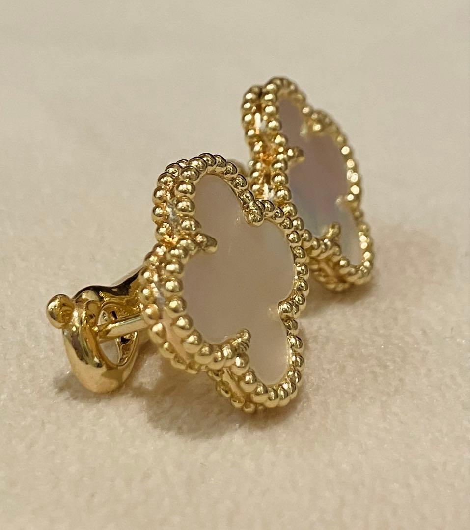 高品質SS級マザーオブパール15mm白蝶貝/SV925にK18厚塗りコーティング