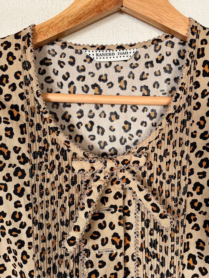 公*o様 カネコイサオ　綿ブロード　豹柄ワンピース