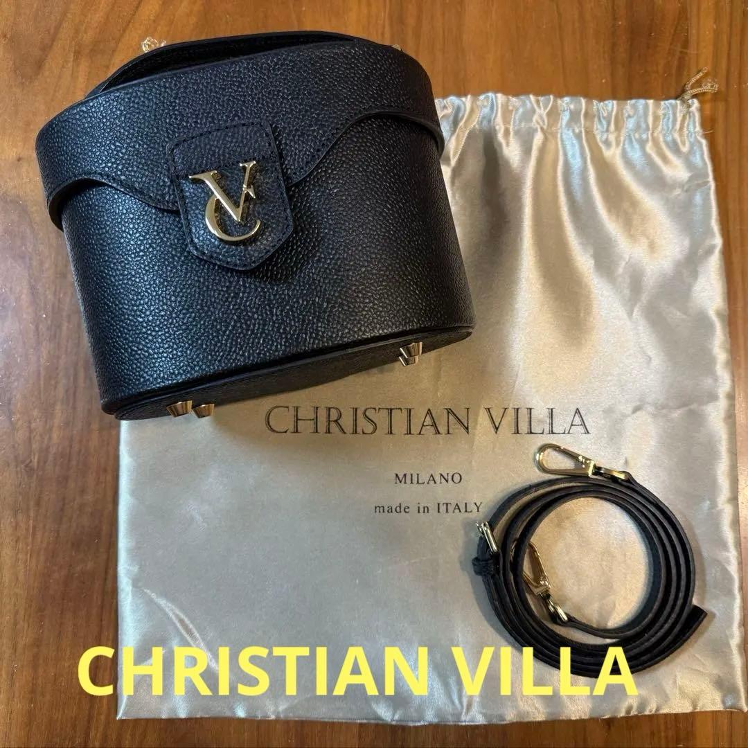 超美品 CHRISTIAN VILLA バニティバッグ レディース ブラック