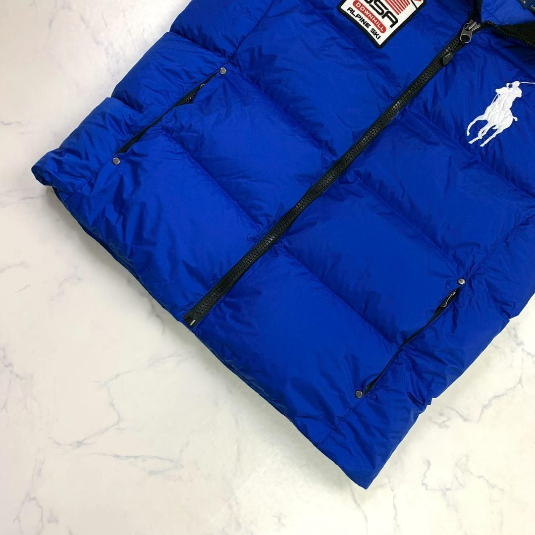ポロラルフローレン ダウンベスト ビッグポニー 星条旗ワッペン 青 L　D863
