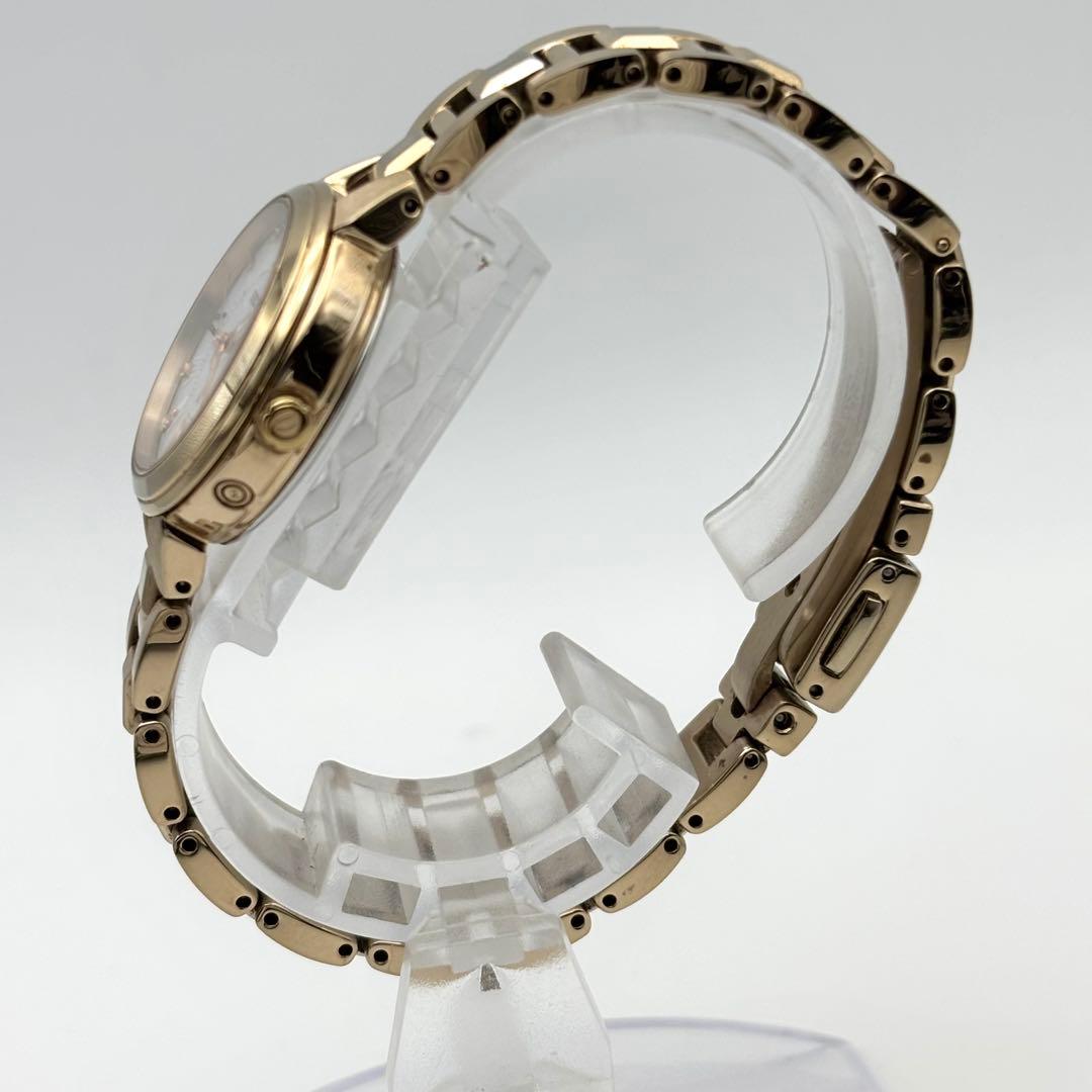 【美品】セイコー ルキア レディース 腕時計 1Pダイヤ ソーラー ゴールド系