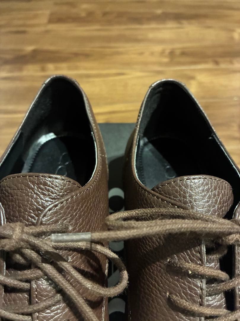 【美品】コーチ シボ革 プレーントゥ グラハムダービーシューズ 26cm 茶