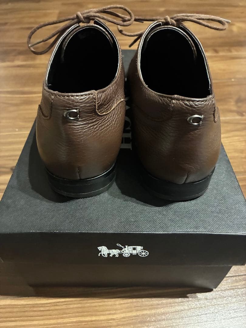 【美品】コーチ シボ革 プレーントゥ グラハムダービーシューズ 26cm 茶