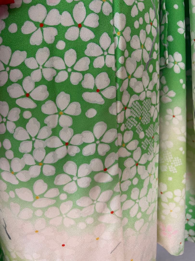 7歳　七五三　正絹着物　帯　帯揚げ　帯締め　しごき　はこせこ扇子バッグ草履セット