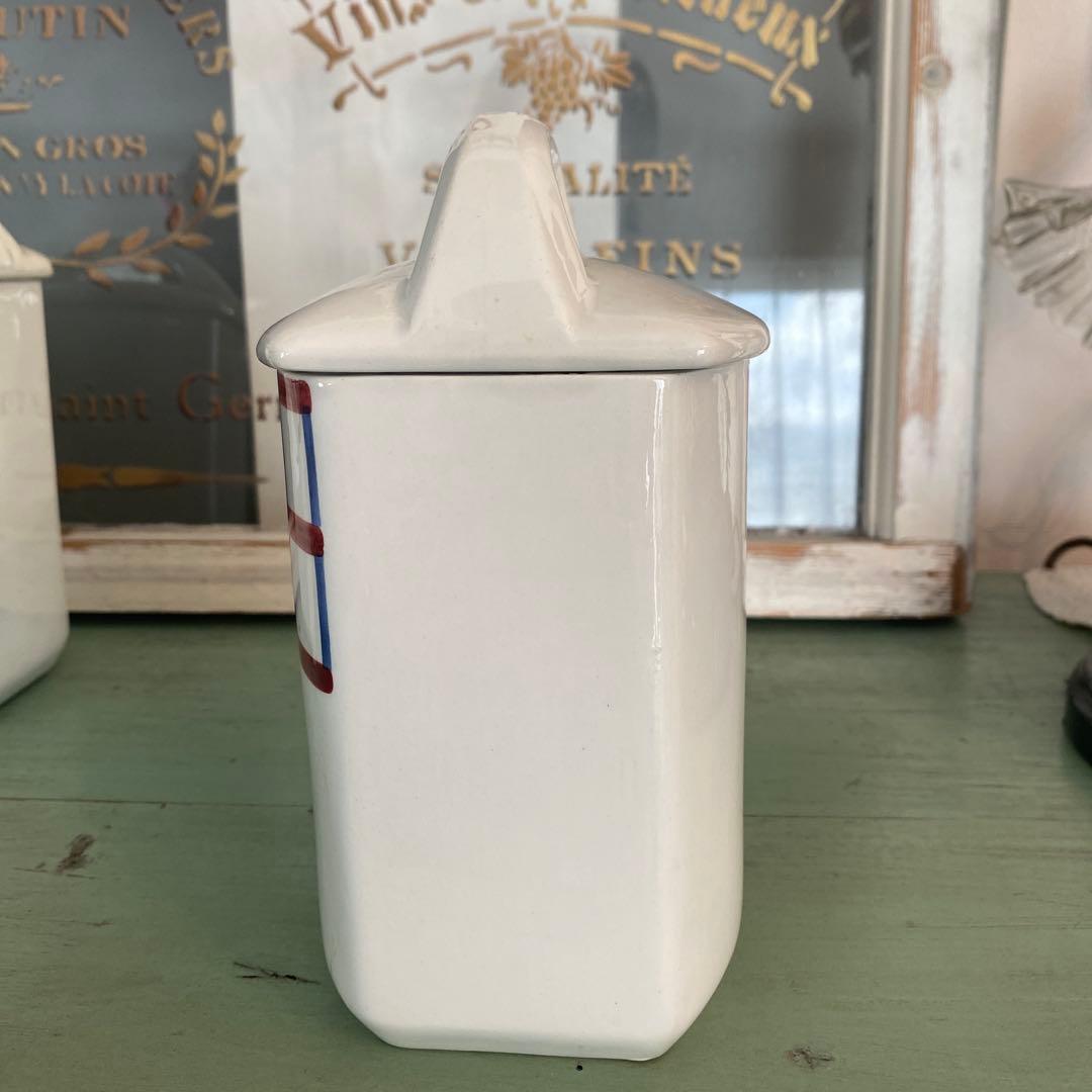 HBCM Béarn クレイユエモントロー バスク柄 陶器キャニスター【F】