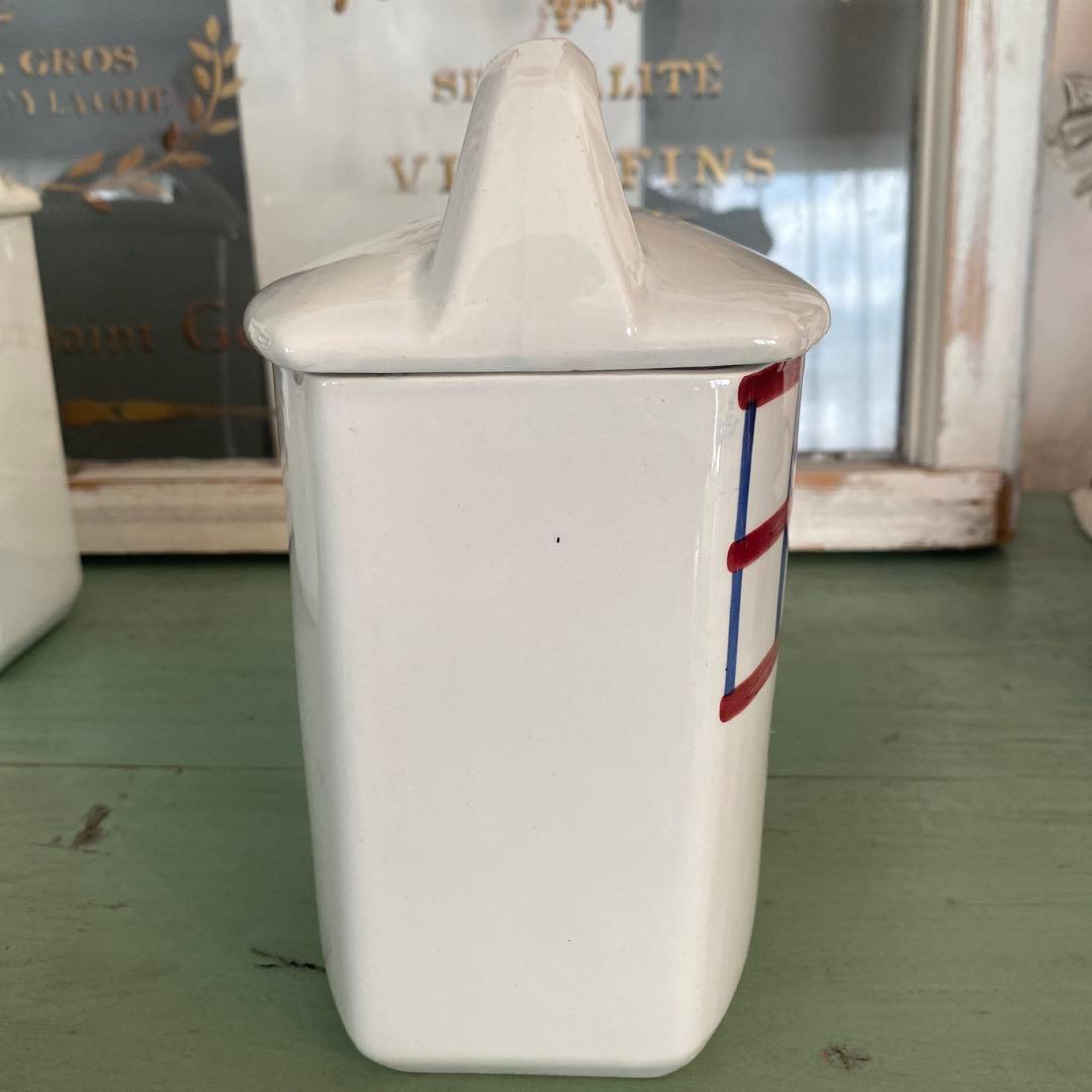 HBCM Béarn クレイユエモントロー バスク柄 陶器キャニスター【F】