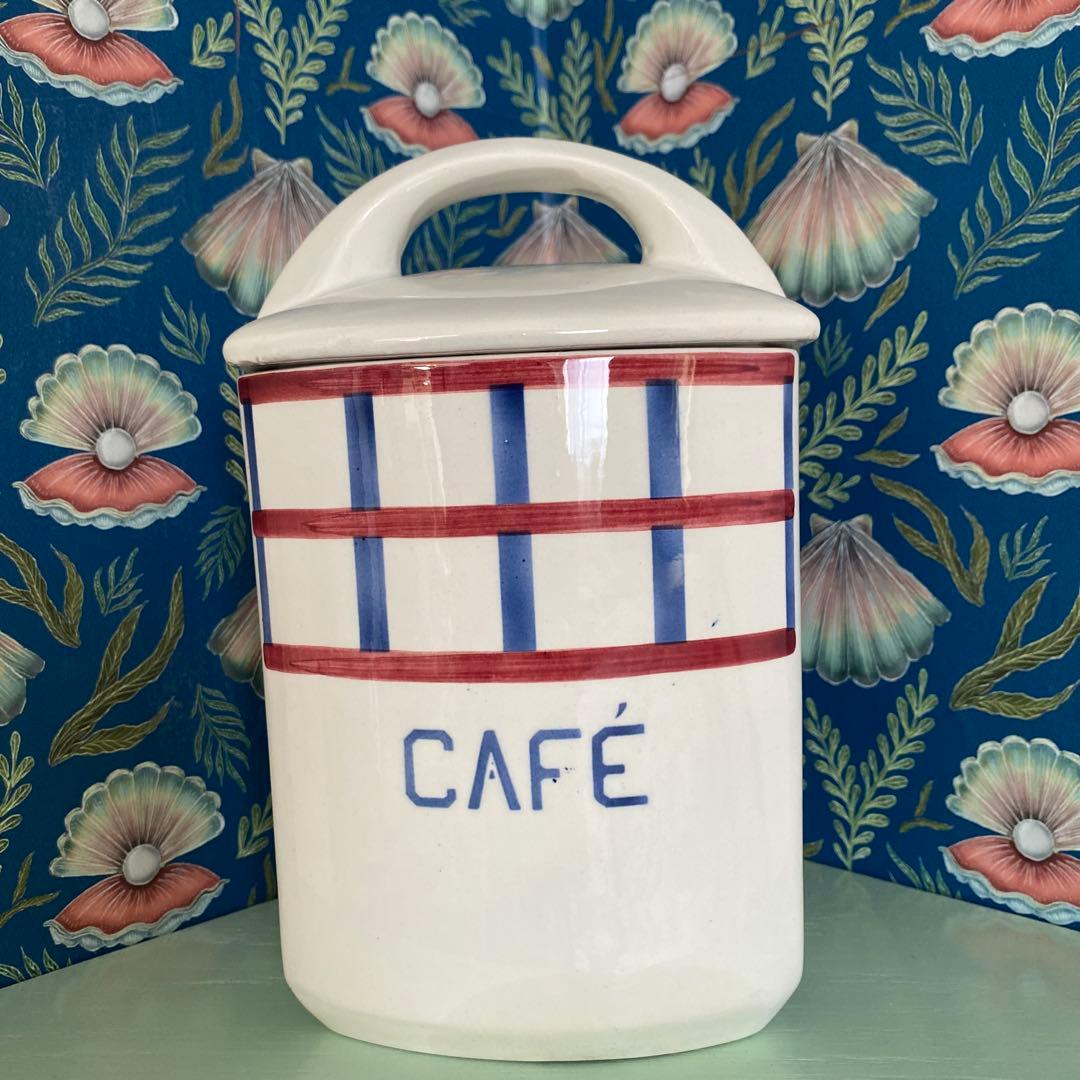 HBCM Béarn クレイユエモントロー バスク柄 陶器キャニスター【F】