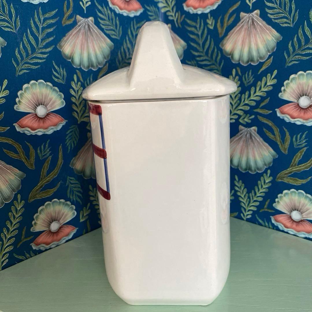 HBCM Béarn クレイユエモントロー バスク柄 陶器キャニスター【F】