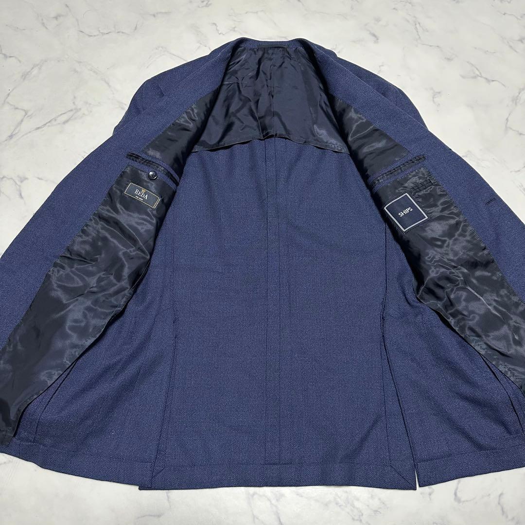 未使用級美品　シップスSHIPS レダ　ネイビージャケット　鹿の子　サイズ50
